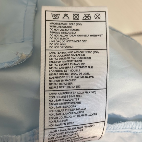 Vintage Nike Cinched Waist Light Blue Windbreaker Jacket with Hood Medium - Picture 9 of 14